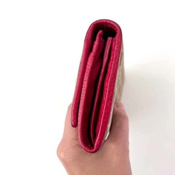 GUCCI || GG Supreme Canvas Red Leather Bifold Secretary Wallet - Picture 6 of 17